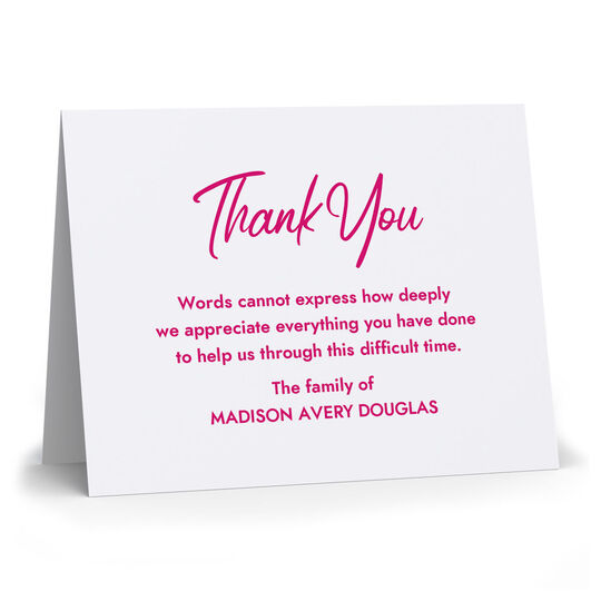 Handwritten Folded Sympathy Cards with Optional Inside Imprint - Raised Ink